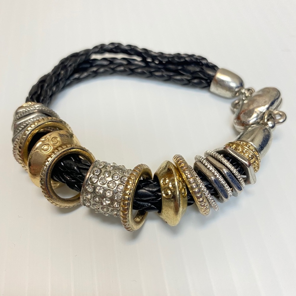 Chico’s Black Braided Bracelet Two Toned